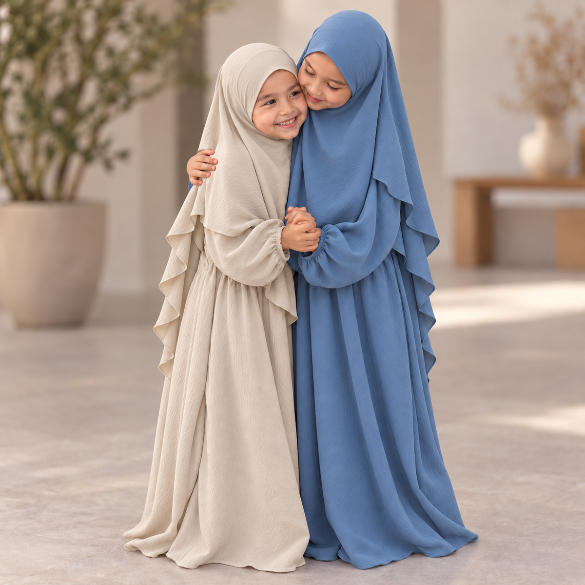Kids Abaya mit Khimar 2 Lagig
