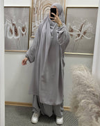 Khimar mit Hose Hellgrau