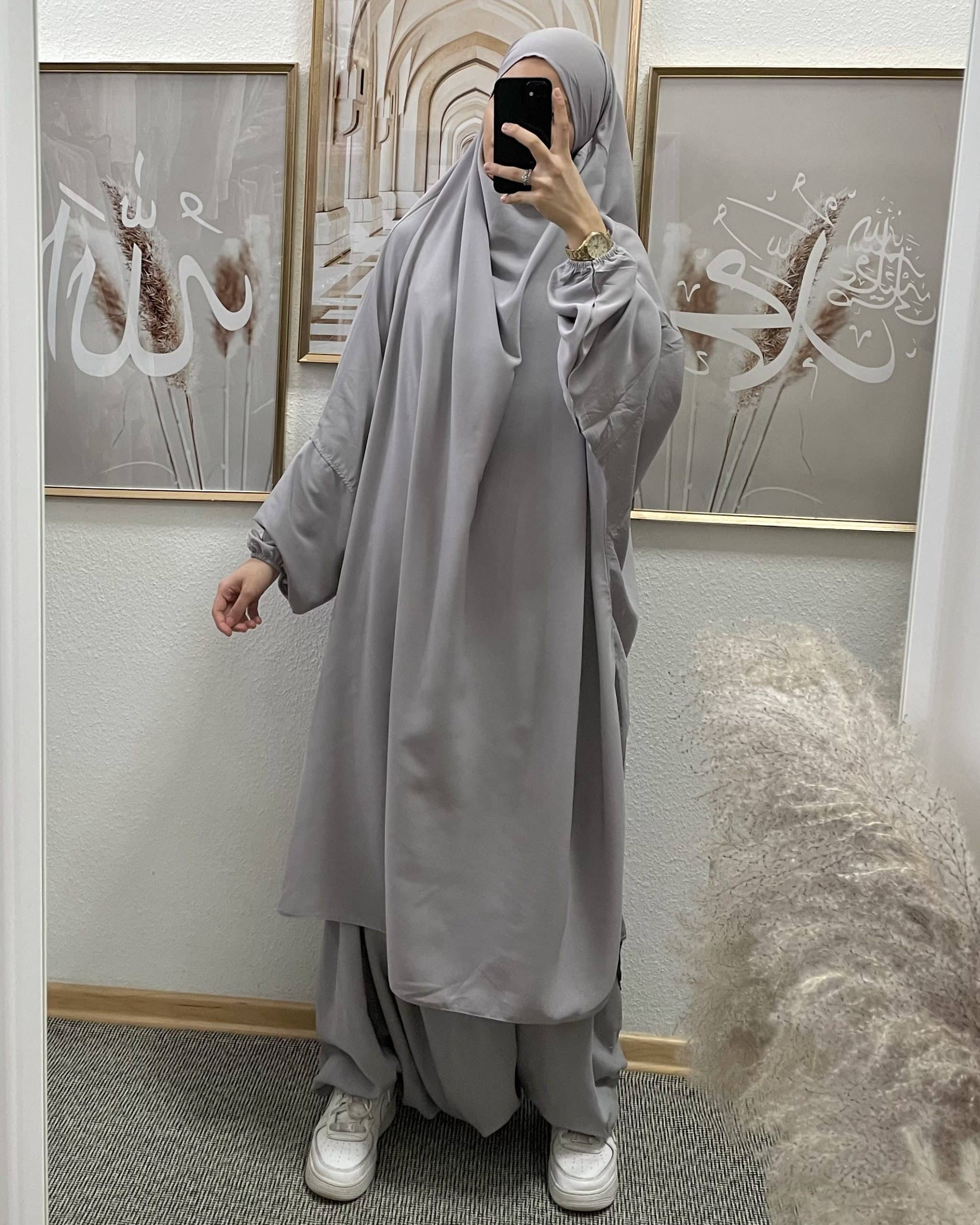 Khimar mit Hose Hellgrau