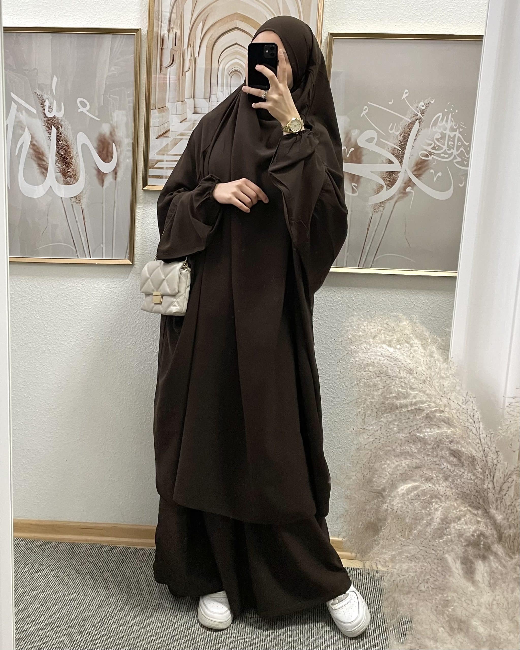 Khimar mit Rock Dunkelbraun