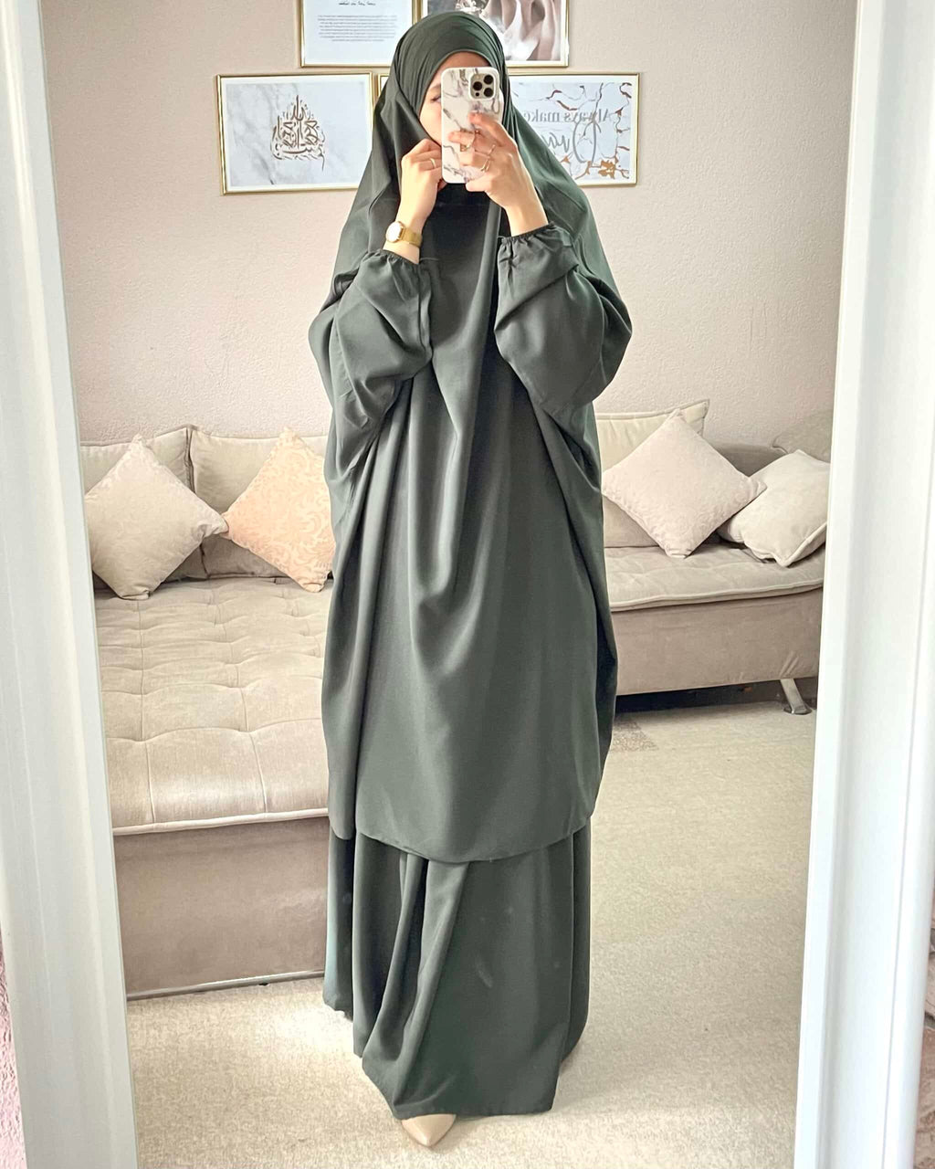 Khimar mit Rock Kaki