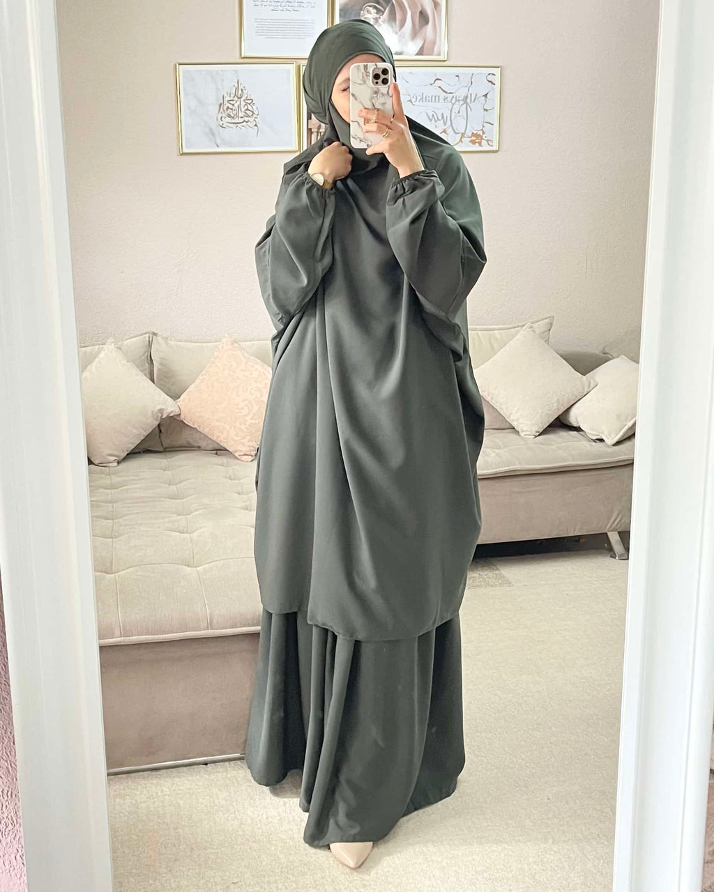 Khimar mit Rock Kaki