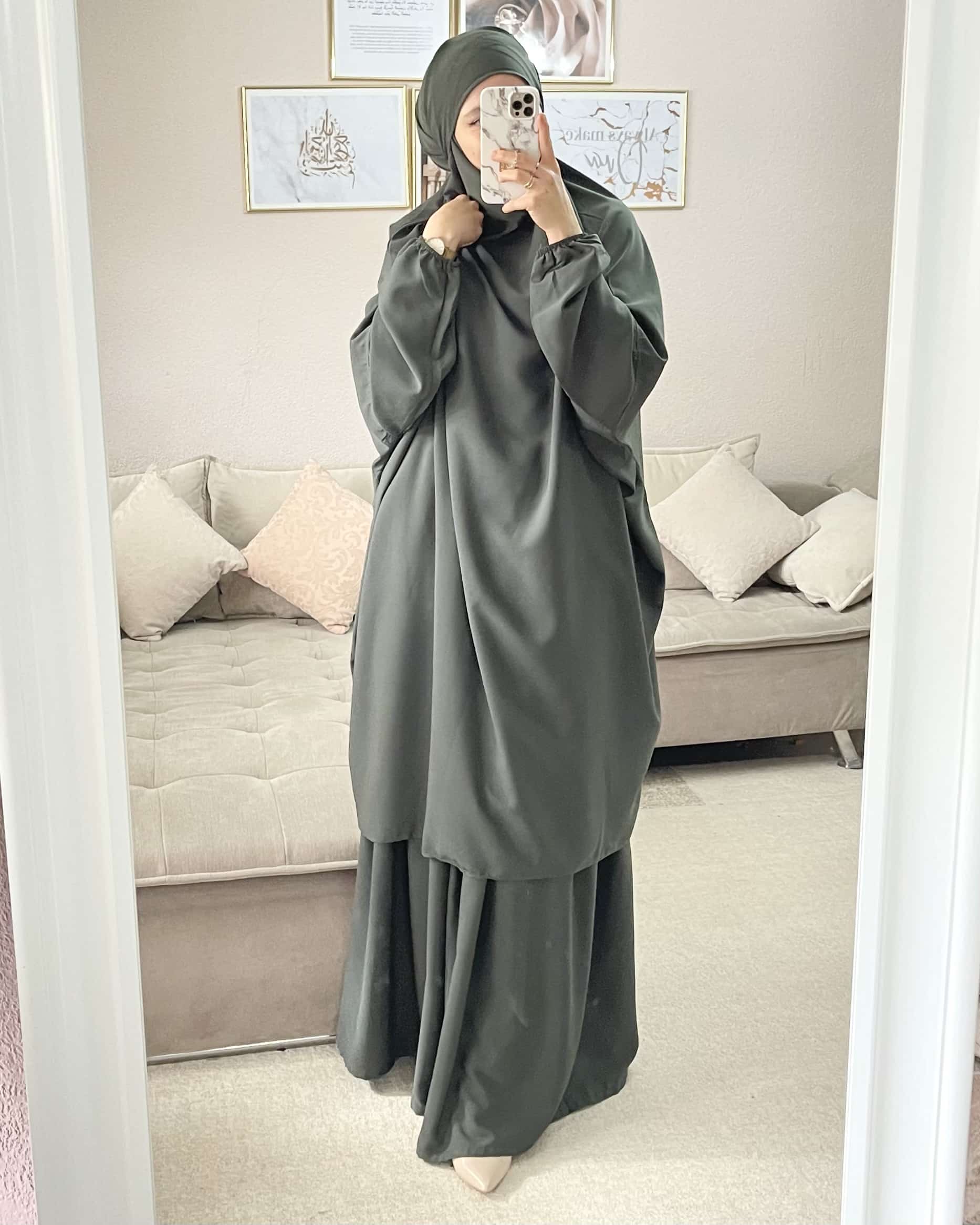 Khimar mit Rock Kaki