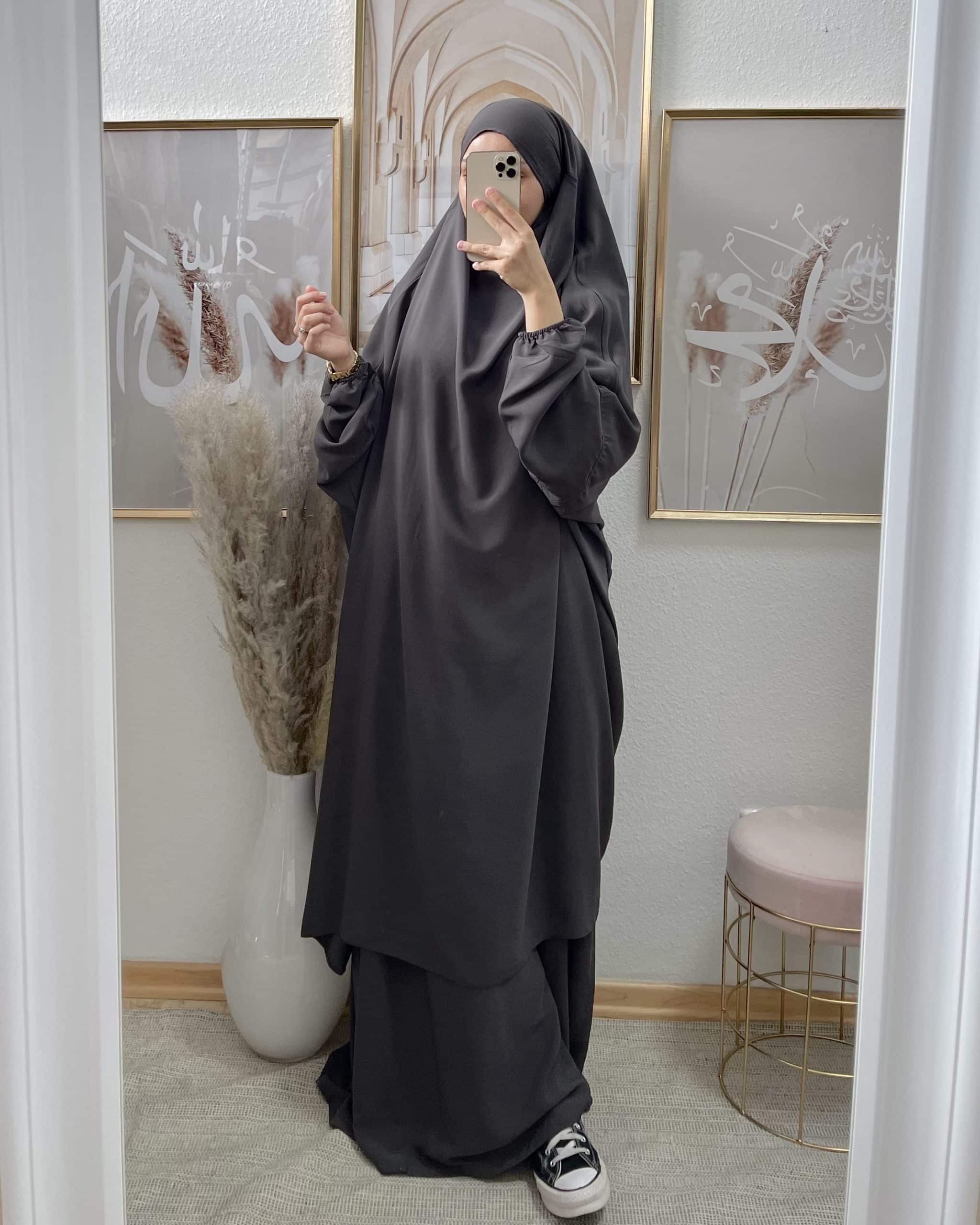 Khimar mit Rock Dunkelgrau