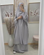 Khimar mit Rock Hellgrau