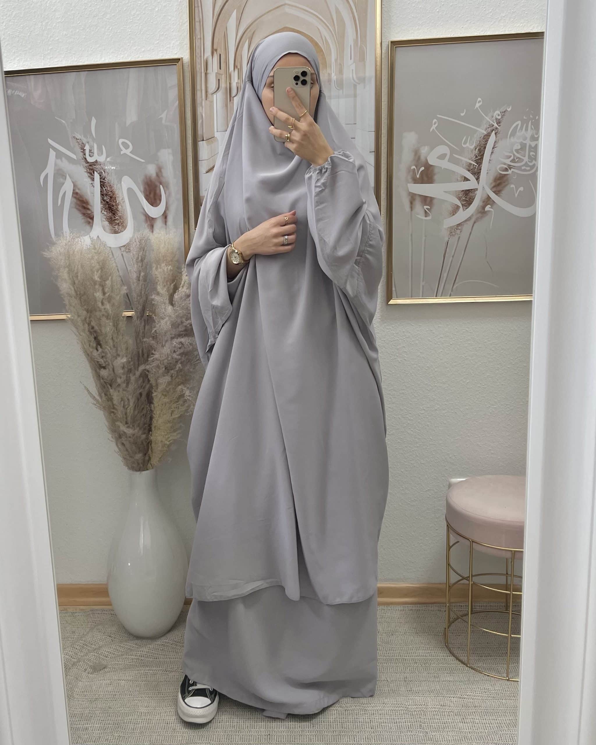 Khimar mit Rock Hellgrau