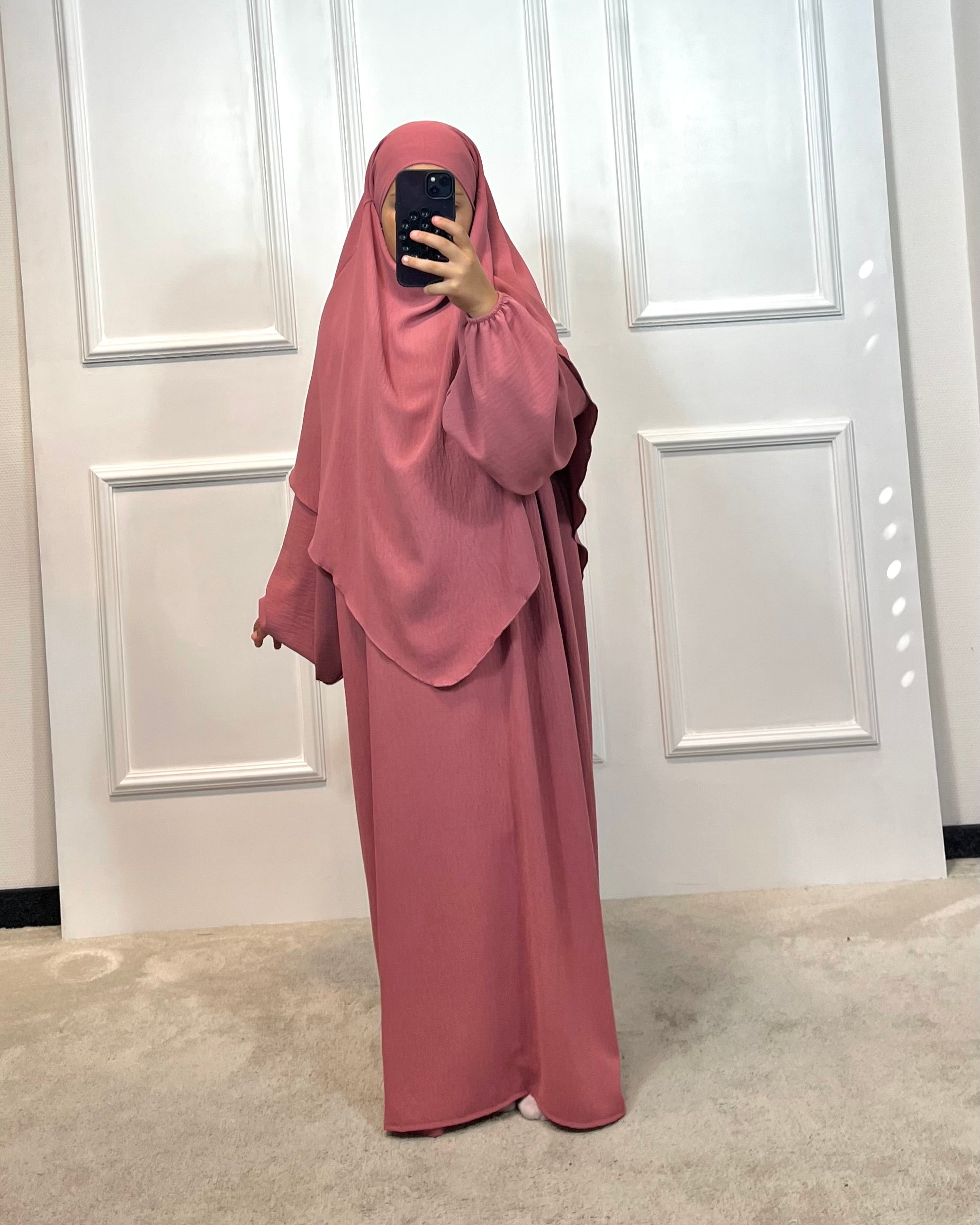 Kids Abaya mit Khimar 2 Lagig