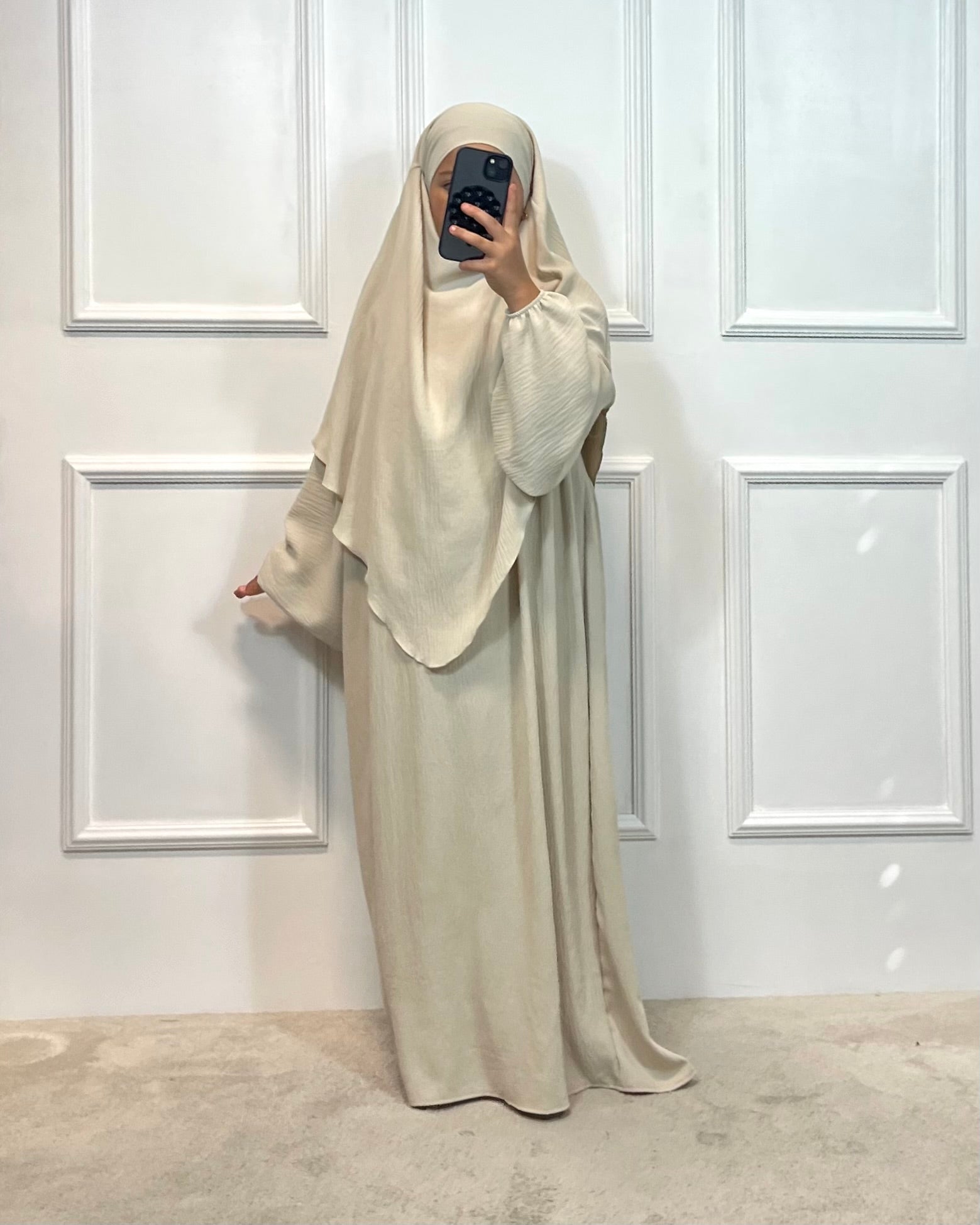 Kids Abaya mit Khimar 2 Lagig