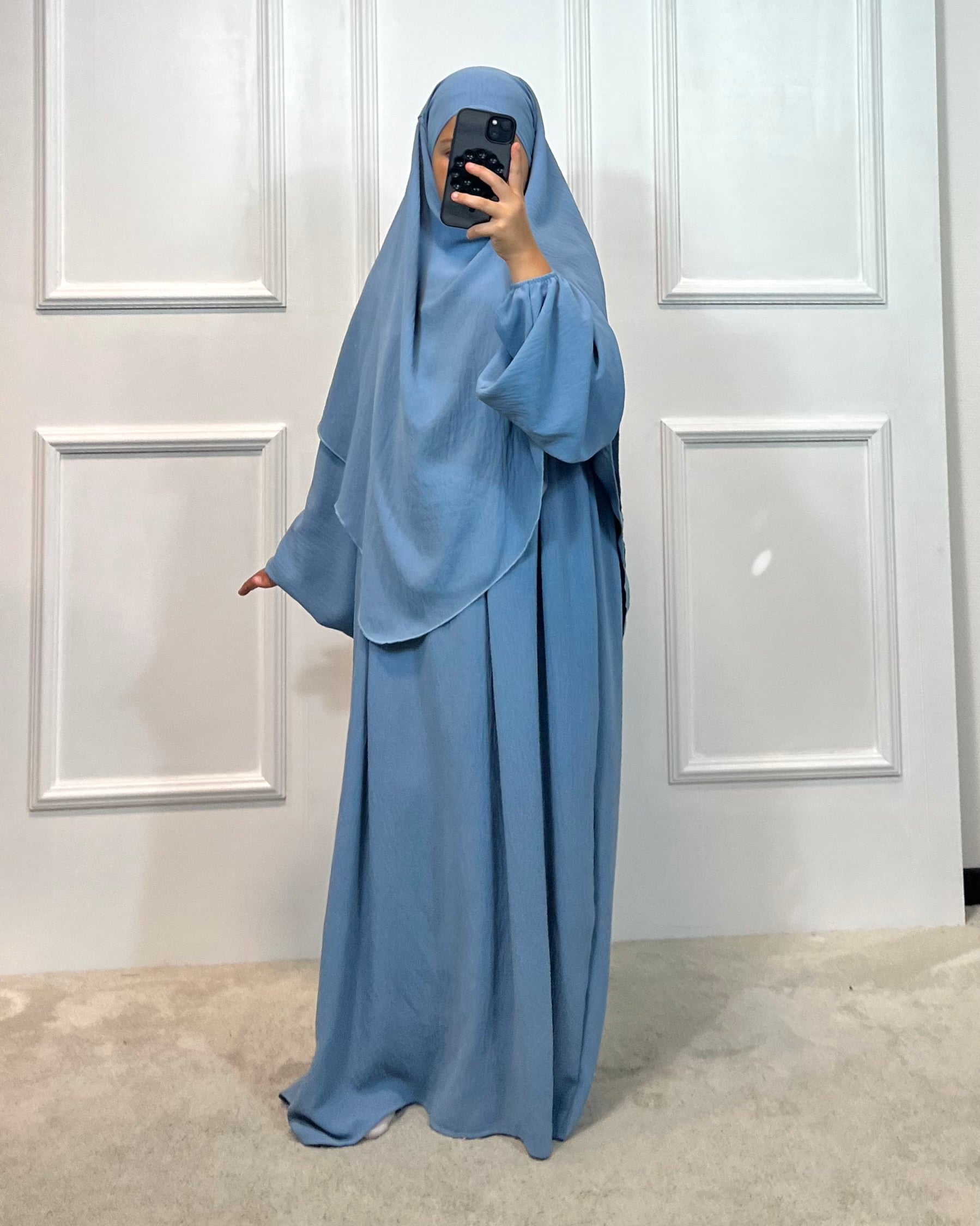 Kids Abaya mit Khimar 2 Lagig