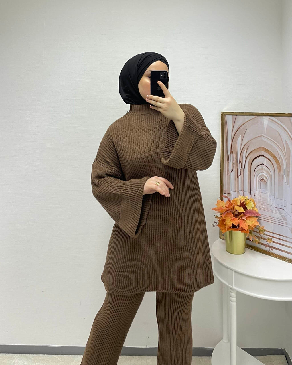 Gestrickter Zweiteiler Langarm mit Hose
