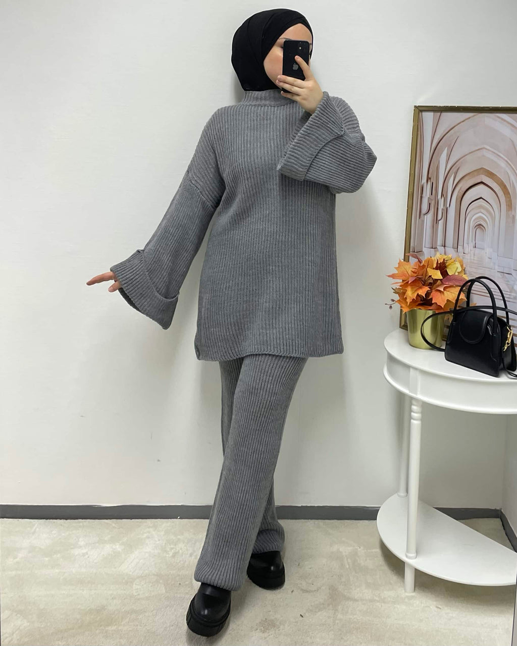 Gestrickter Zweiteiler Langarm mit Hose