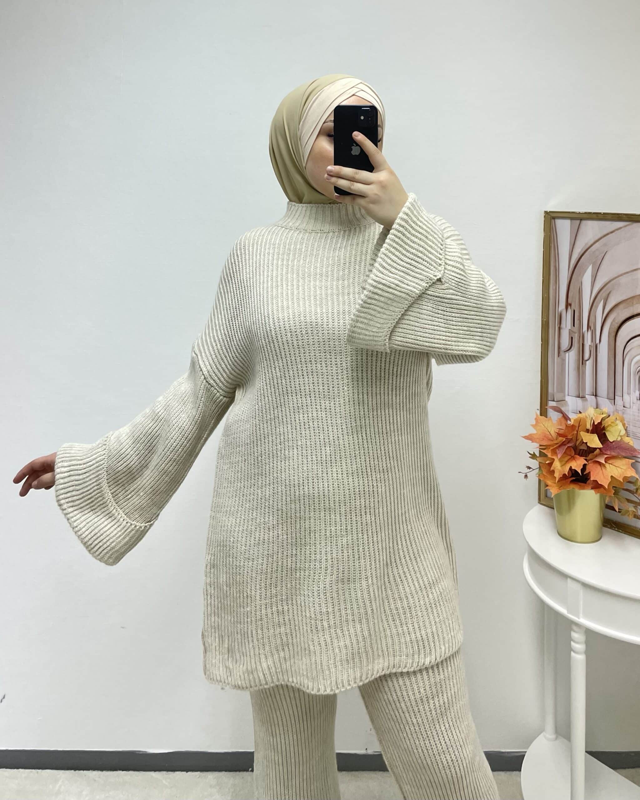Gestrickter Zweiteiler Langarm mit Hose