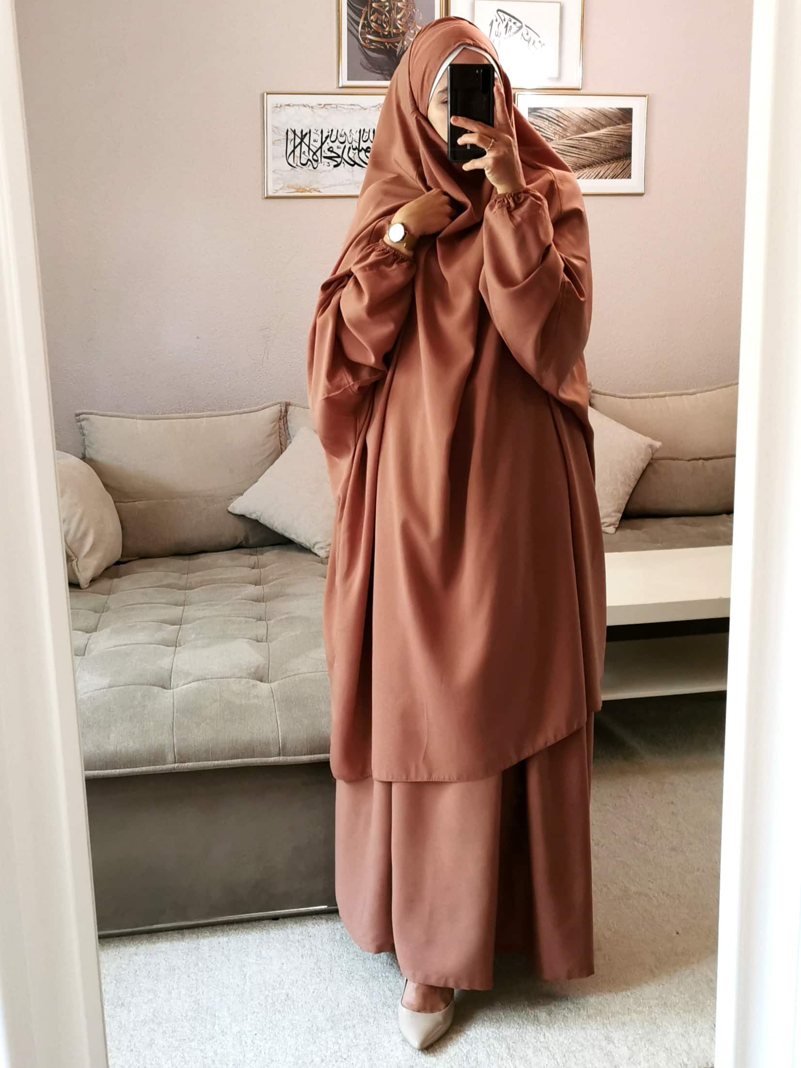 Khimar mit Rock Haselnuss