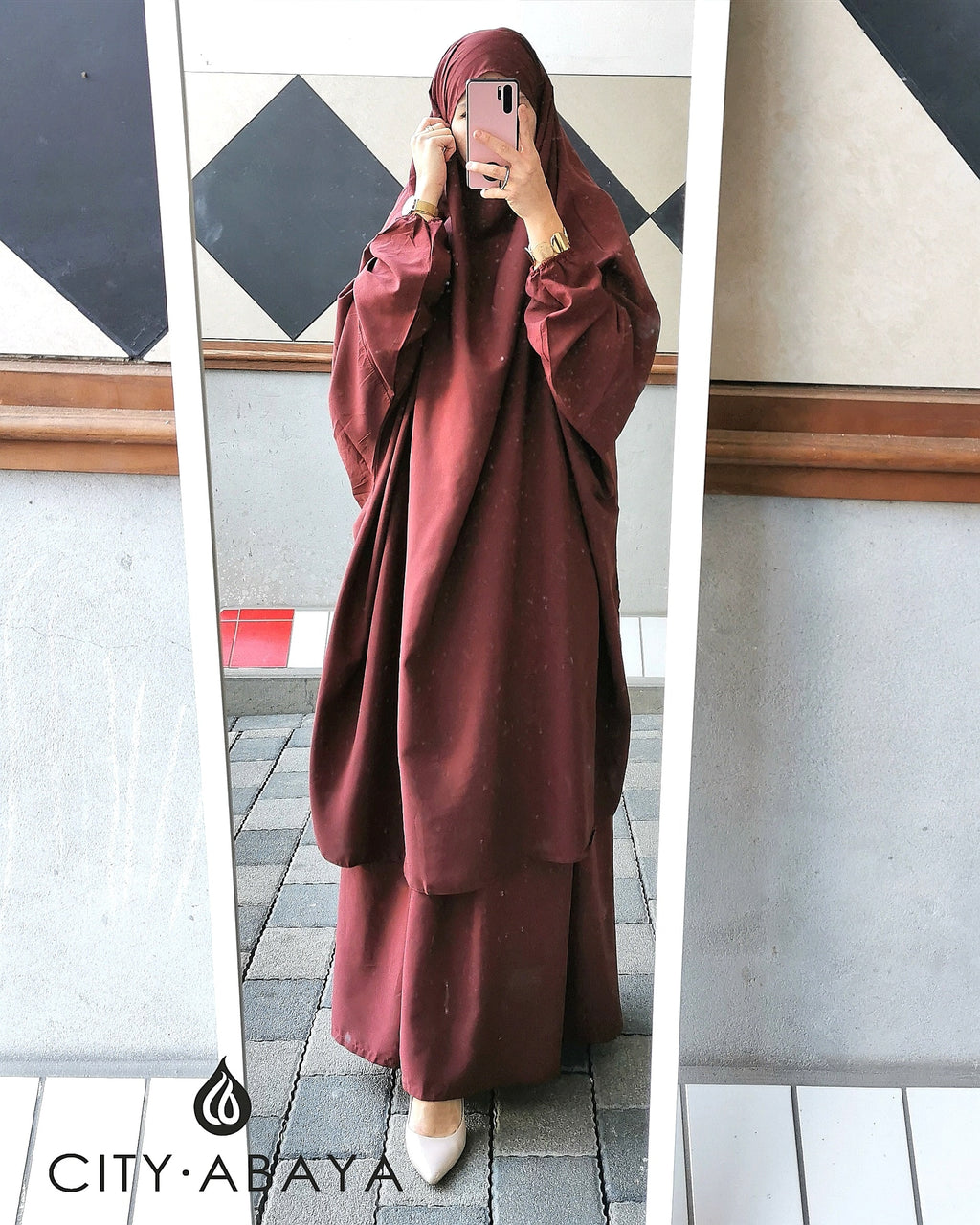 Khimar mit Rock Kastanie