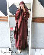 Khimar mit Rock Kastanie